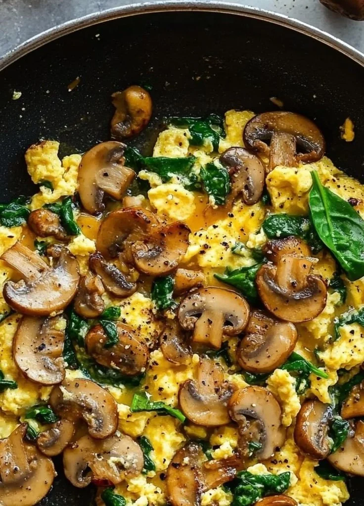 Mushroom Spinach Scrambled Eggs