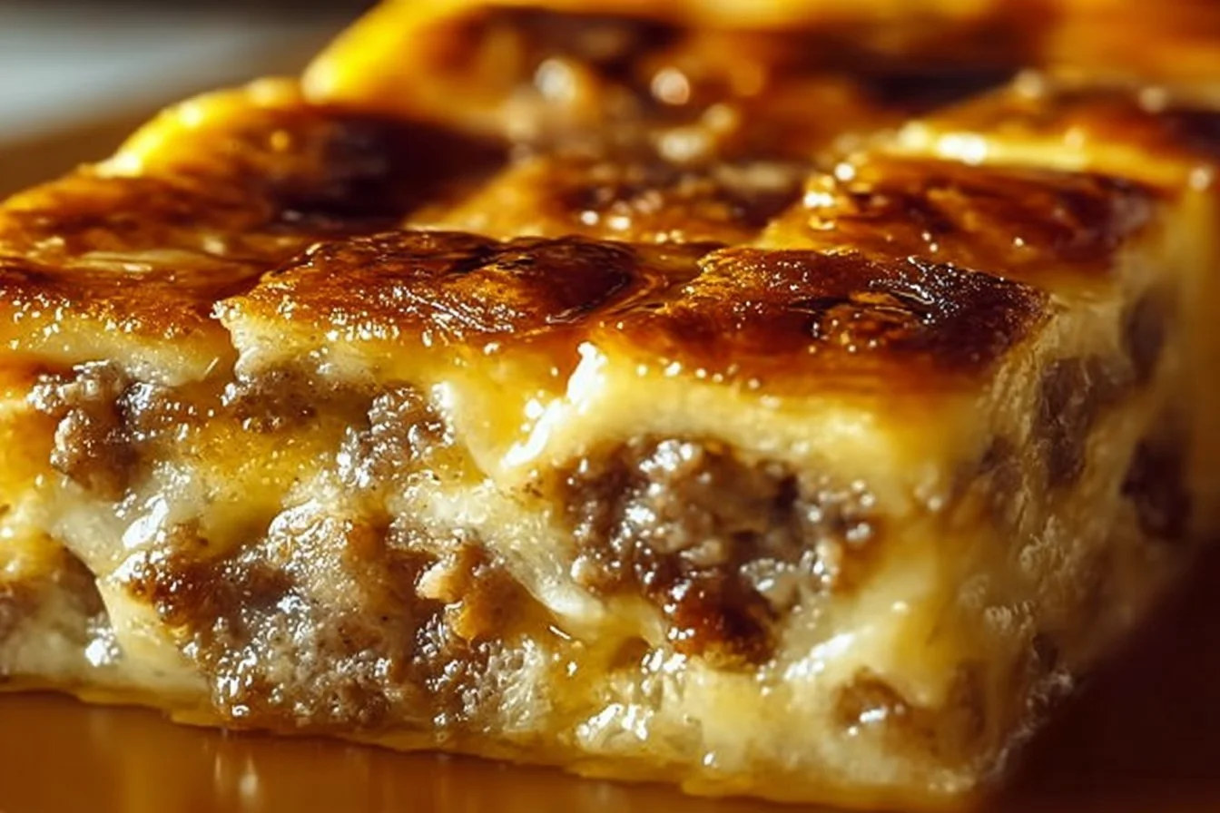 Pancake Sausage Casserole Pancake Sausage Casserole Delicious Pancake Sausage Casserole served in a baking dish, topped with syrup and berries.