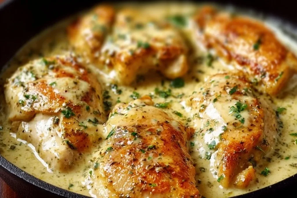 Crock Pot ranch chicken recipe with seasonings and herbs