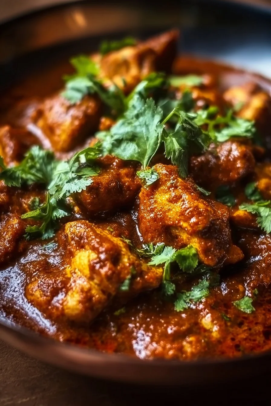 Savory Chicken Bhuna with aromatic spices and tender chicken pieces