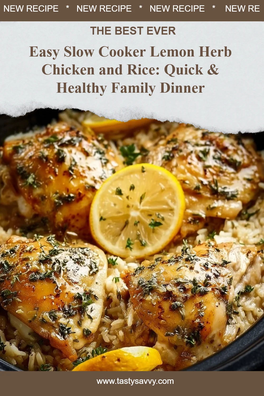 Slow Cooker Lemon Herb Chicken and Rice