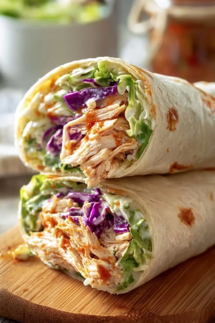 Delicious Spicy Buffalo Chicken Wraps featuring tender chicken and spicy sauce