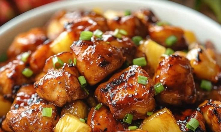 Sweet & Sticky Pineapple Bourbon Chicken