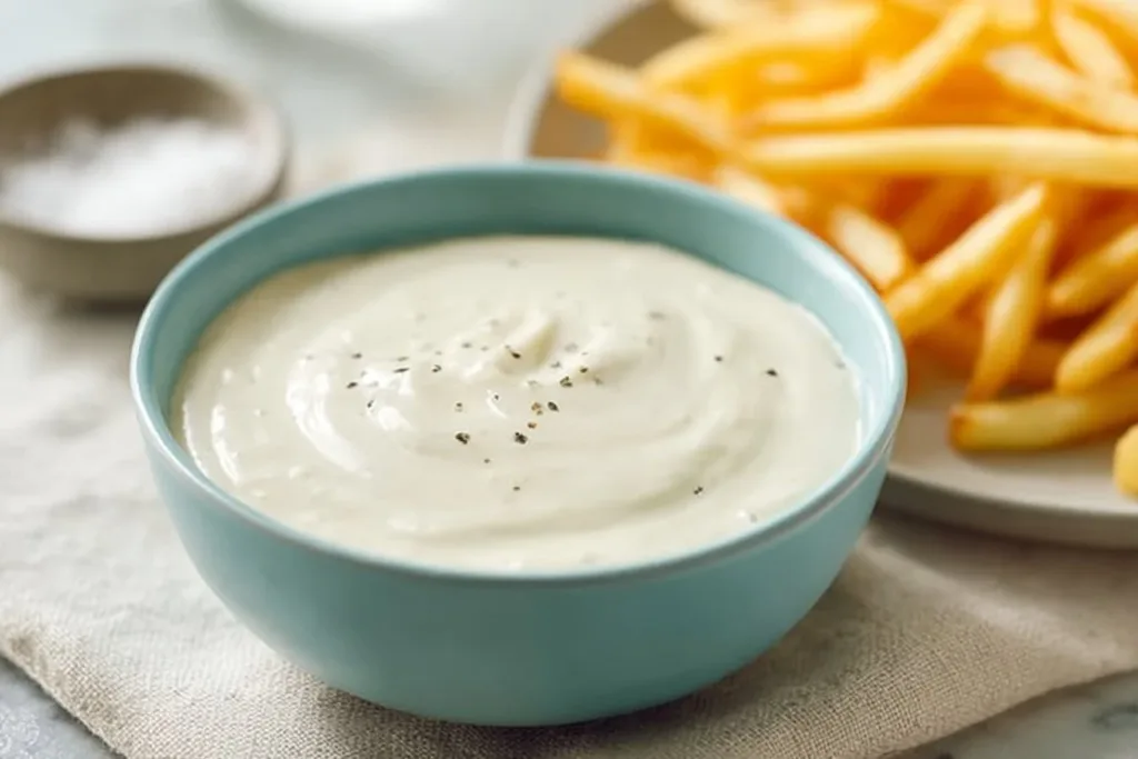 Tangy coleslaw dressing poured over a fresh salad