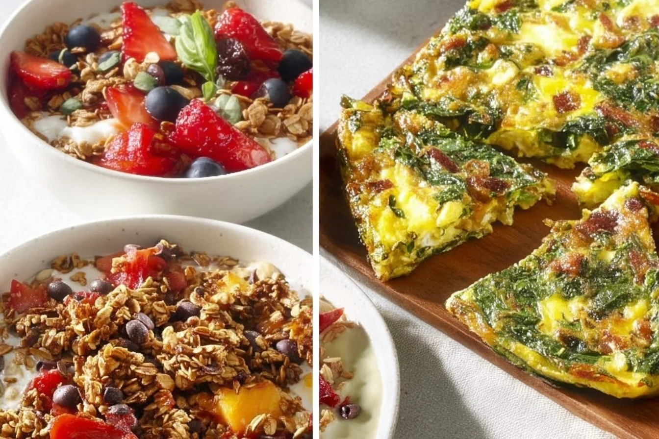 Plate of colorful healthy breakfast options for weight loss.