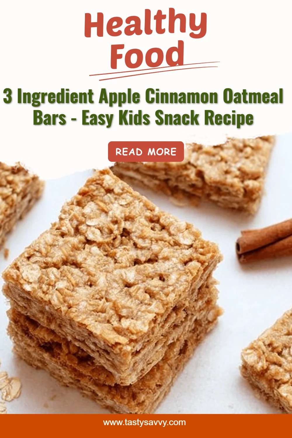 3 Ingredient Apple Cinnamon Oatmeal Bars
