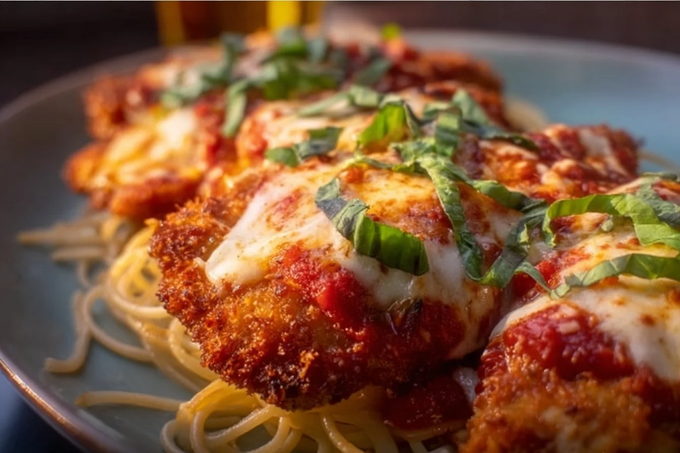 30 Minute Chicken Parmesan Chicken Parmesan Delicious 30 Minute Chicken Parmesan served with pasta and fresh herbs
