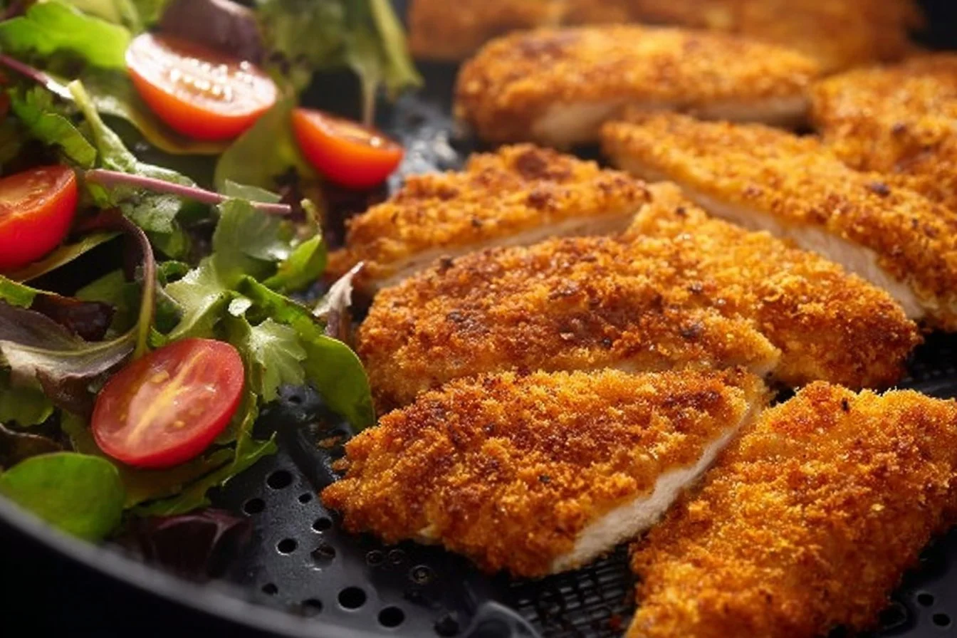 Delicious air fryer boneless chicken breast served with vegetables