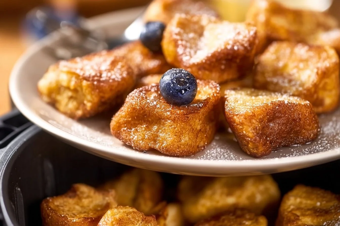 Air Fryer French Toast Bites French toast bites Delicious air fryer French toast bites served on a plate