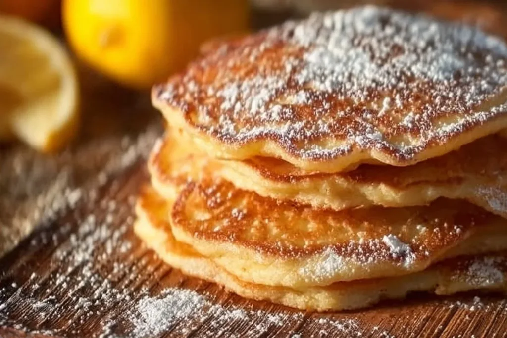 Fluffy Apple Yogurt Pancakes topped with fresh apples and yogurt