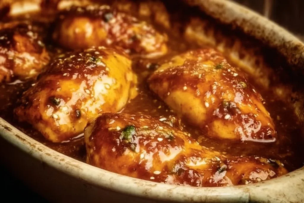 Juicy baked chicken breast seasoned with herbs and spices