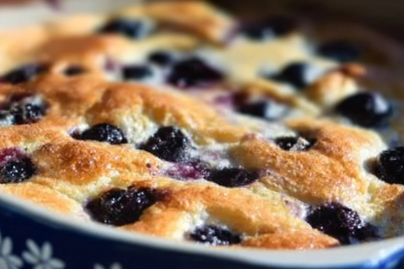 Blueberry Buttermilk Pancake Casserole pancake casserole Delicious Blueberry Buttermilk Pancake Casserole served fresh from the oven