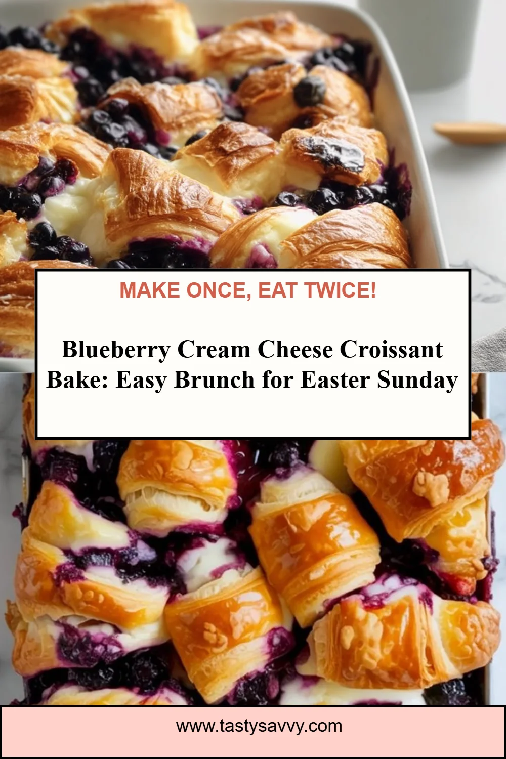 Blueberry Cream Cheese Croissant Casserole