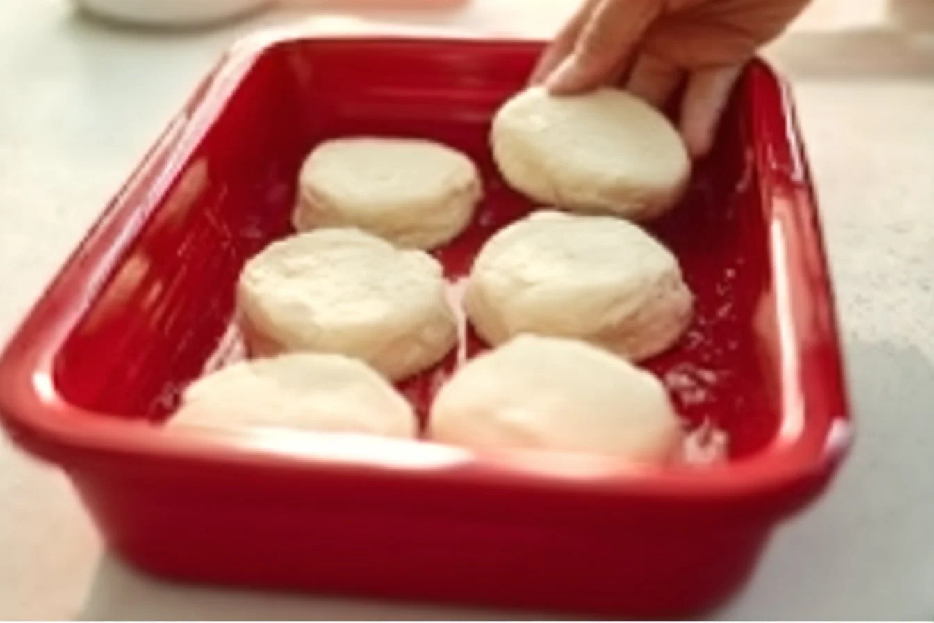 Delicious Breakfast Biscuit Casserole served in a baking dish