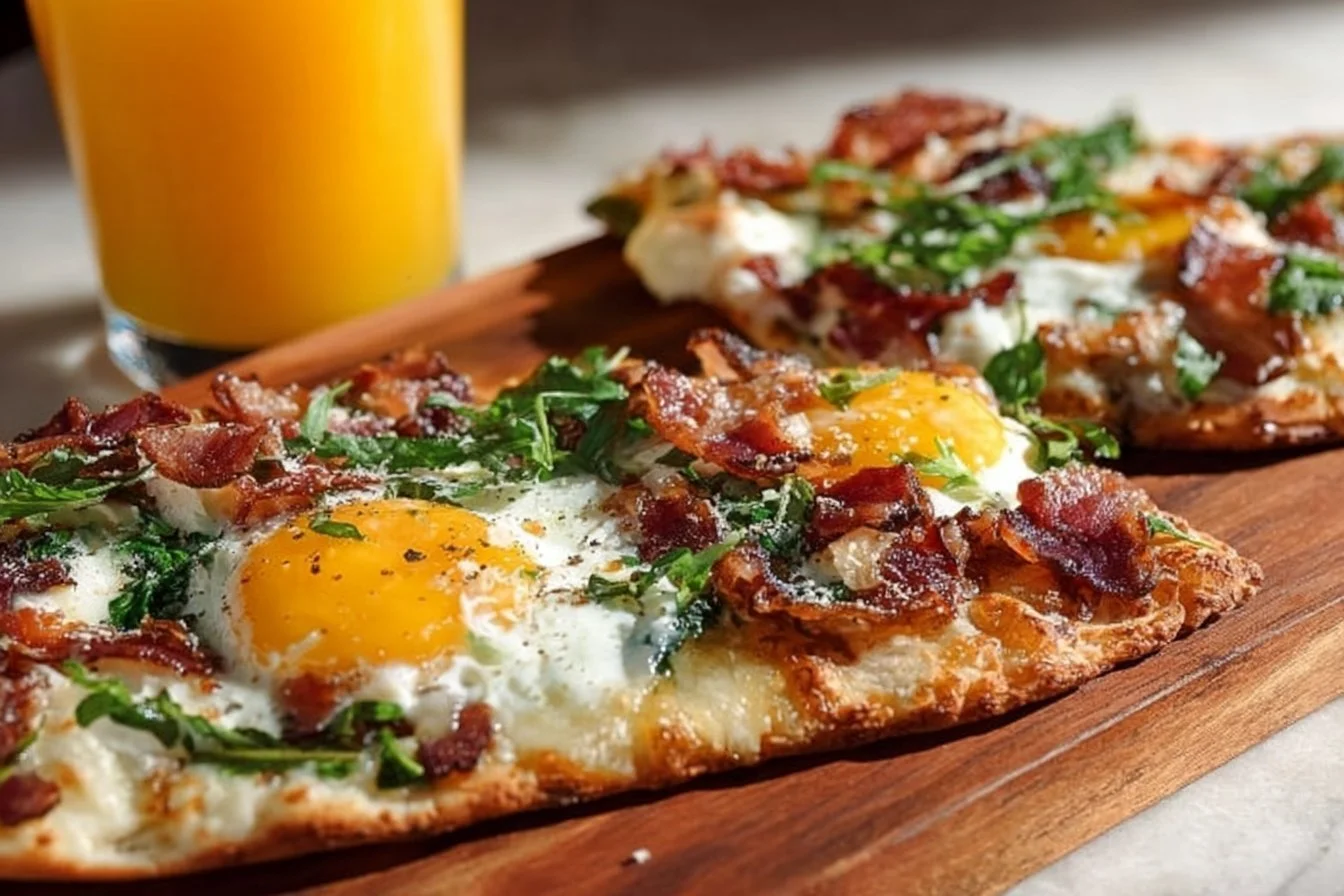 Breakfast Flatbreads breakfast flatbreads A variety of breakfast flatbreads topped with fresh ingredients and eggs