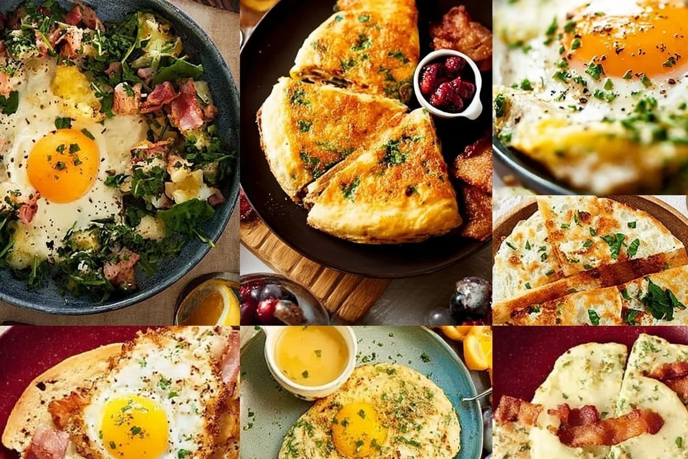 Delicious breakfast for dinner ideas featuring pancakes, eggs, and bacon.