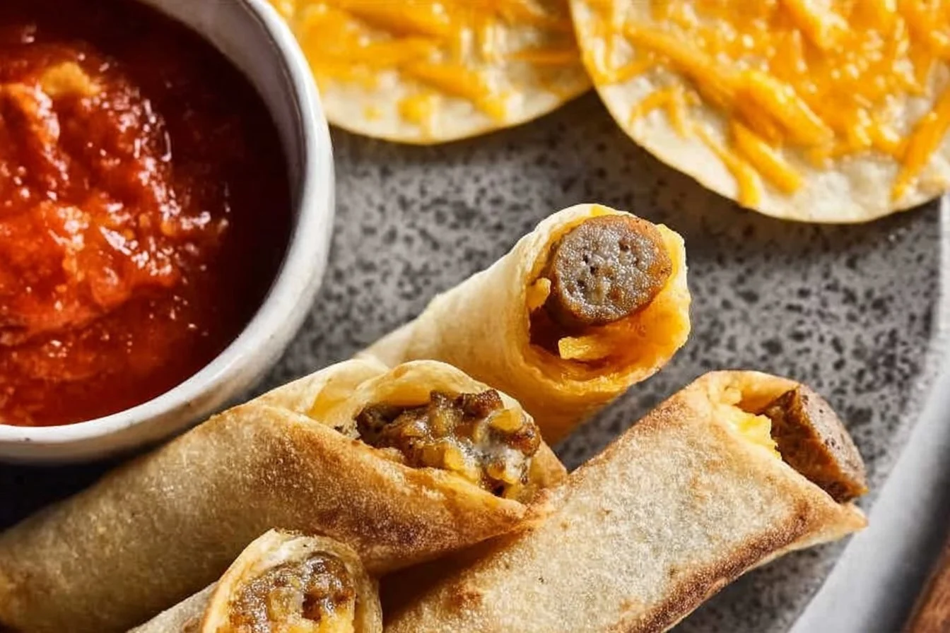 Delicious breakfast taquitos filled with eggs, cheese, and salsa