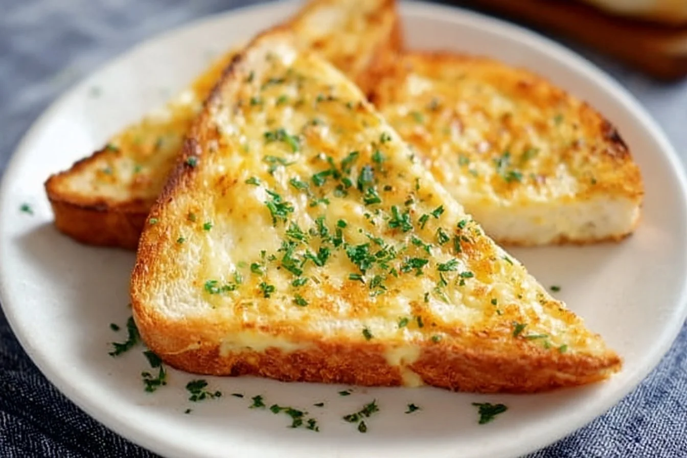 Delicious cheesy egg toast topped with melted cheese and fresh herbs