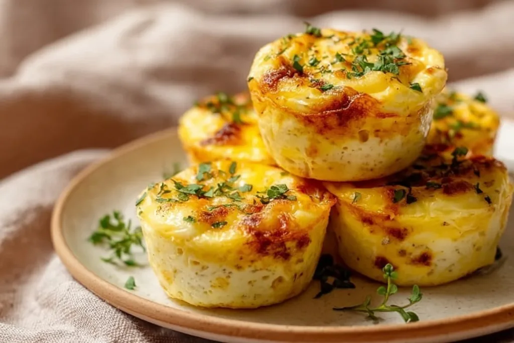 Cheesy muffin tin cottage cheese egg bites fresh out of the oven
