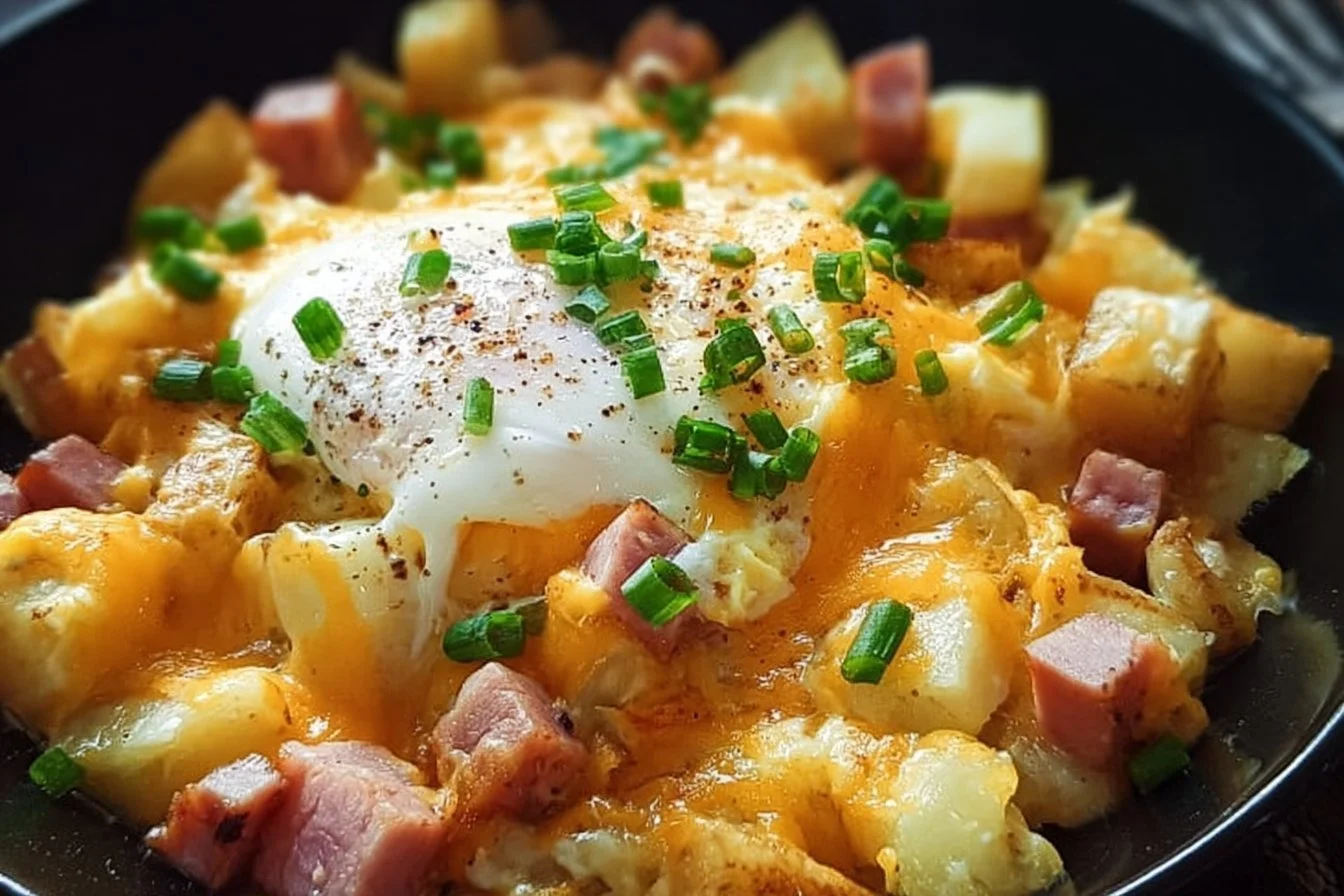 Cheesy Potato Egg Scramble