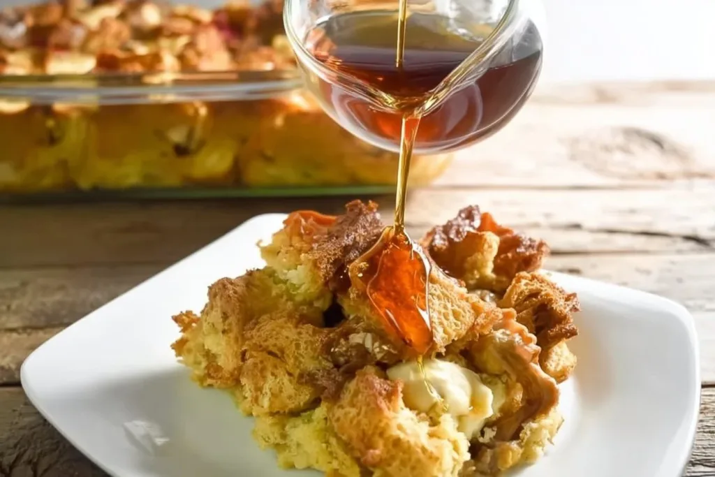 Delicious Chicken and Waffle Casserole served in a baking dish