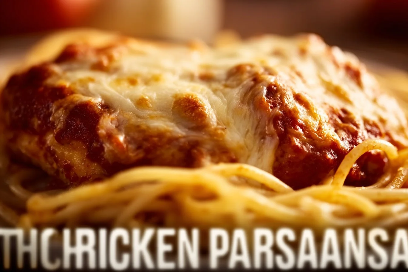 Delicious Chicken Parmesan topped with marinara sauce and melted cheese