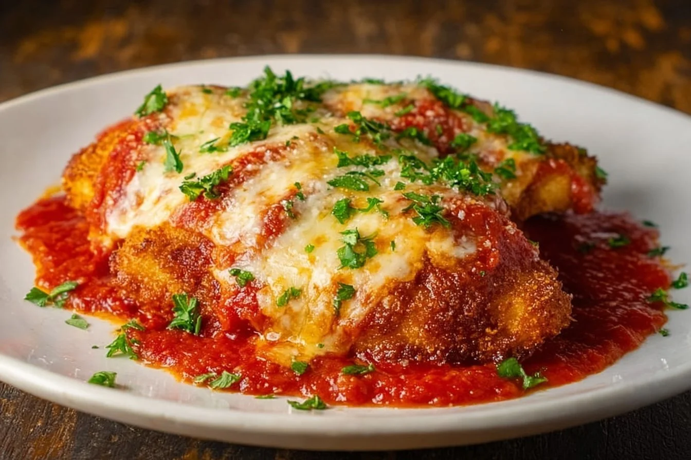Chicken Parmesan Chicken Parmesan Delicious Chicken Parmesan with marinara sauce and melted cheese on a plate