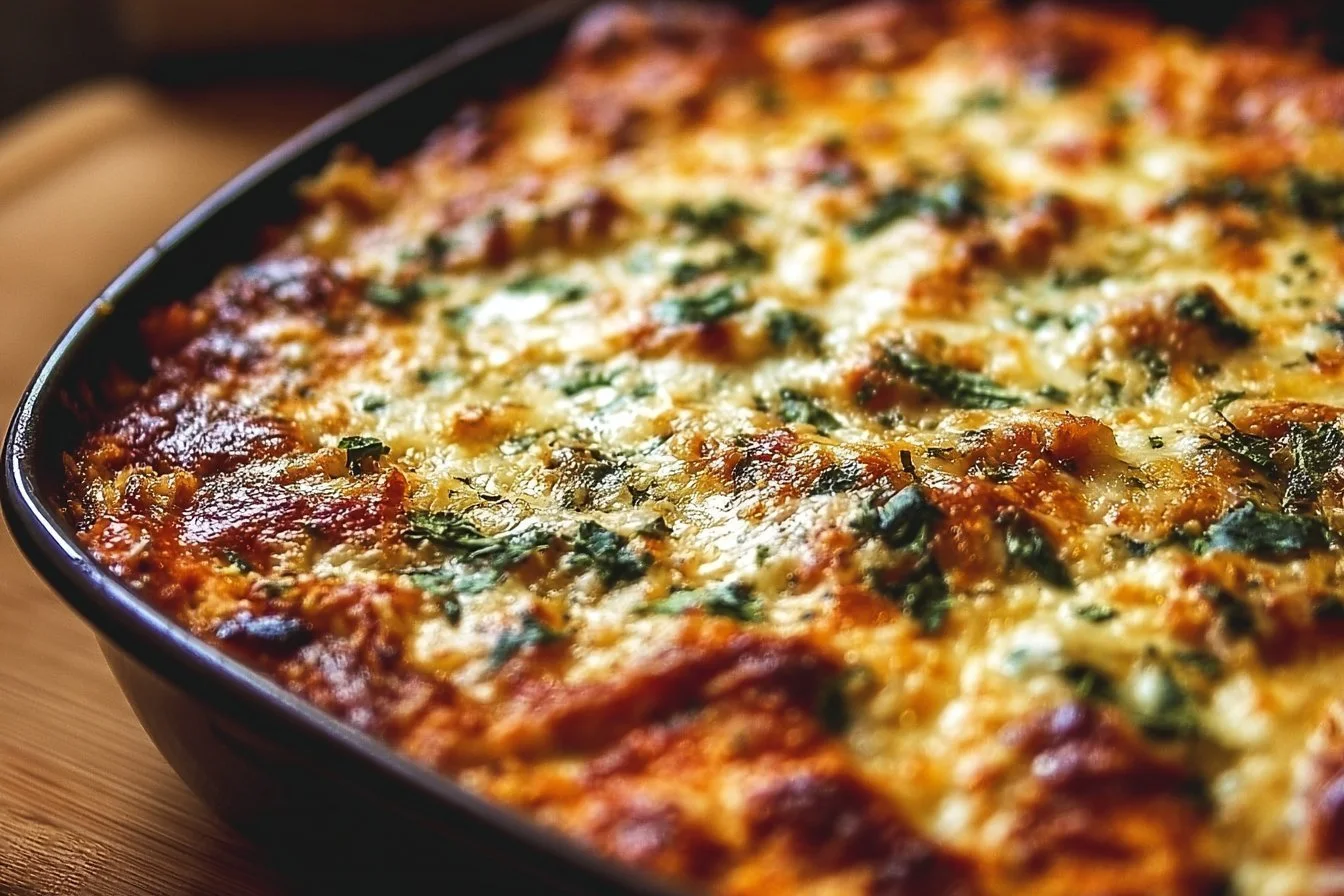 Chicken Parmesan Casserole Chicken Parmesan Delicious Chicken Parmesan Casserole topped with melted cheese and herbs