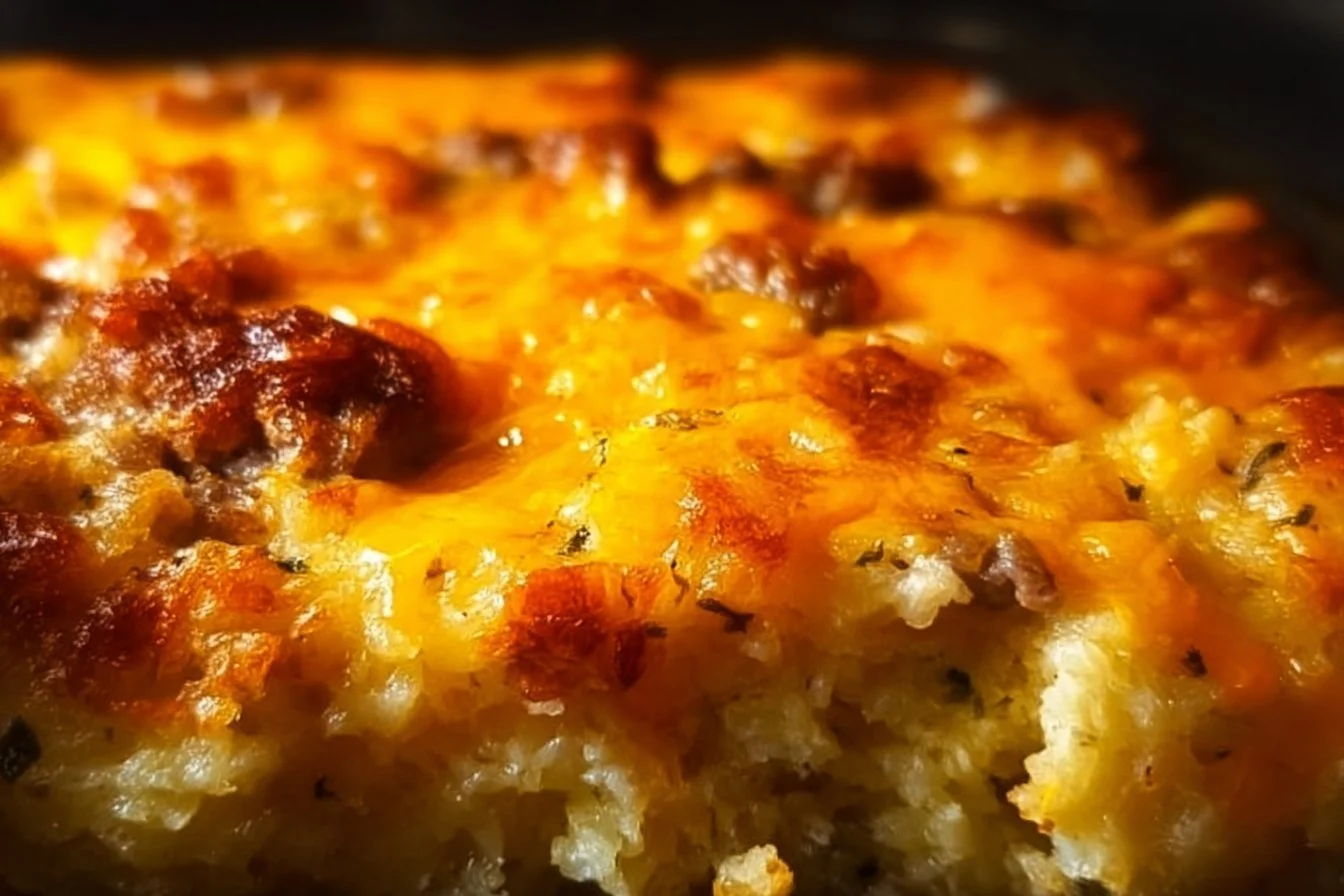 Classic Breakfast Hashbrown Casserole baked with cheese and eggs