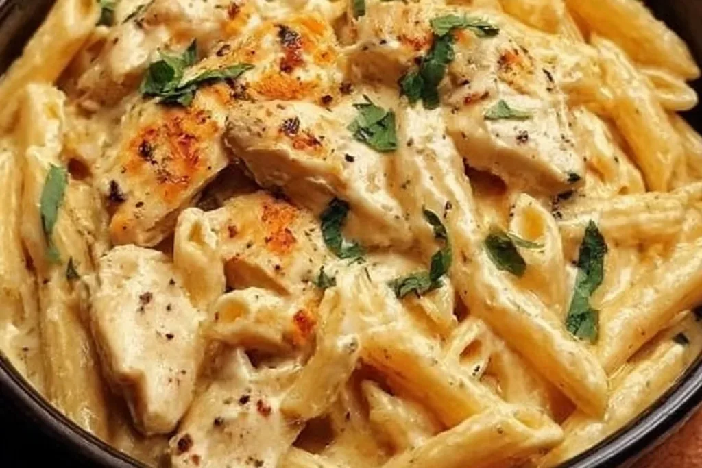 Delicious Cracked Chicken Penne dish served in a bowl