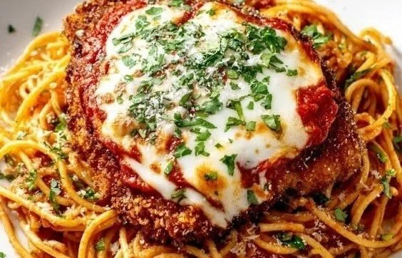 Creamy Chicken Parmesan served with marinara and cheese