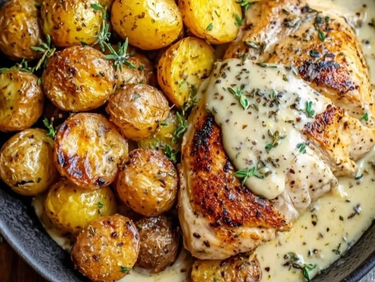 Creamy Garlic Chicken Potatoes