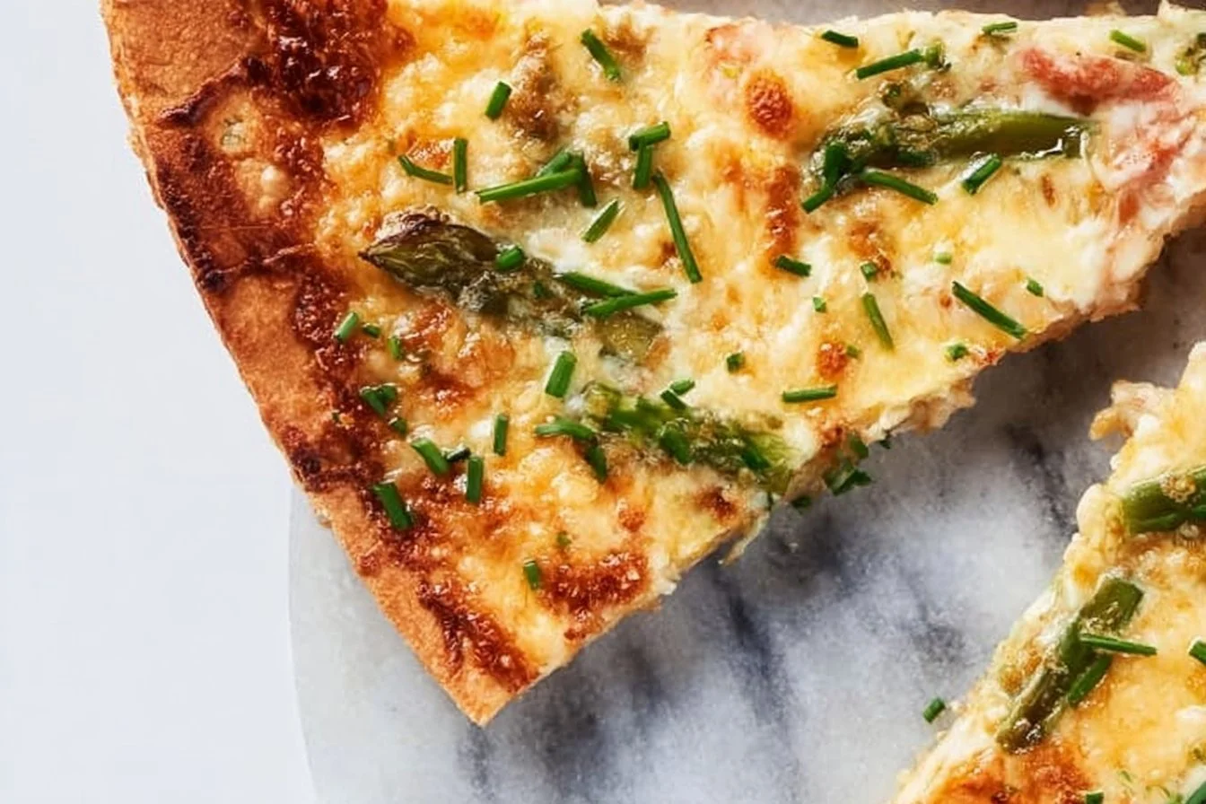 Crispy egg tortilla served on a plate with fresh herbs