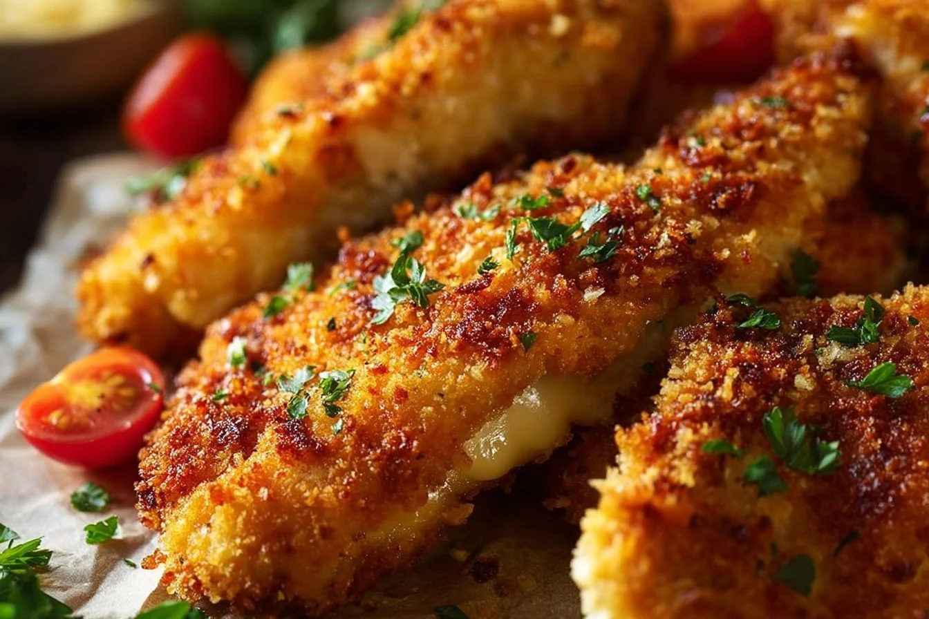 Easy baked chicken parmesan dish with melted cheese and herbs