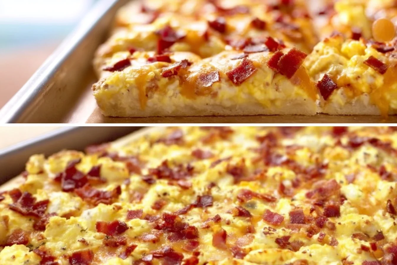 Easy Breakfast Pizza breakfast pizza Easy breakfast pizza topped with eggs, cheese, and vegetables