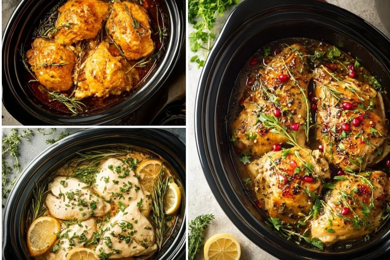 Easy Crockpot Chicken Breast Crockpot Chicken Succulent Easy Crockpot Chicken Breast served with herbs and spices