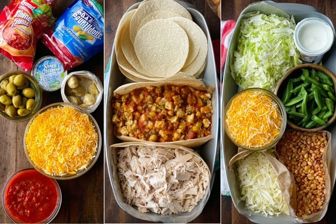 Easy Dinner Casserole dinner casserole Easy dinner casserole recipe with vegetables and cheese in a baking dish.