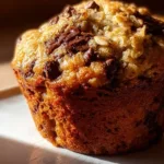 Delicious oatmeal chocolate chip muffins ready to be served as breakfast.