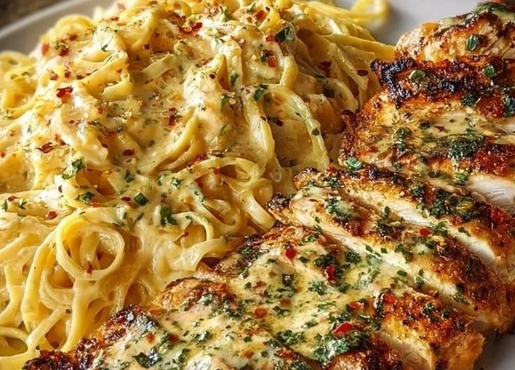 Garlic Parmesan Chicken Spaghetti in Spicy Cajun Cream Sauce