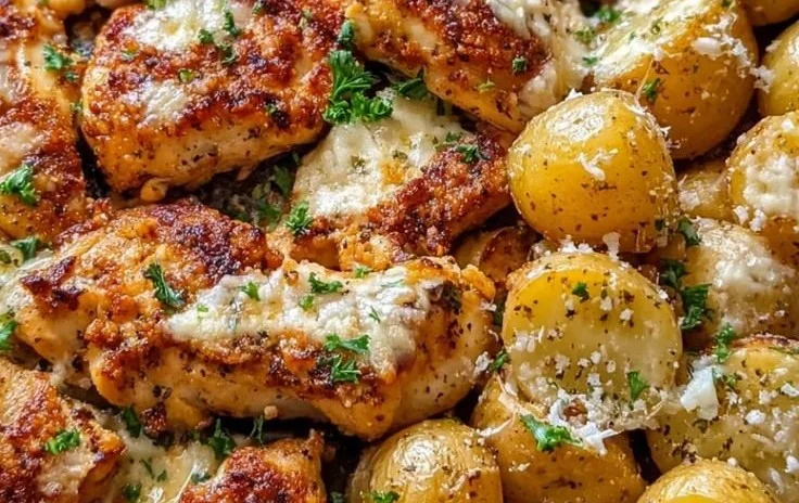 Garlic Parmesan Chicken Thighs and Potatoes