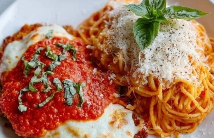 Healthy Baked Chicken Parmesan baked chicken parmesan Healthy baked chicken parmesan topped with marinara sauce and cheese