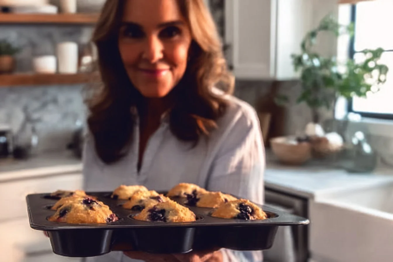 Assorted healthy berry pastries on a wooden table