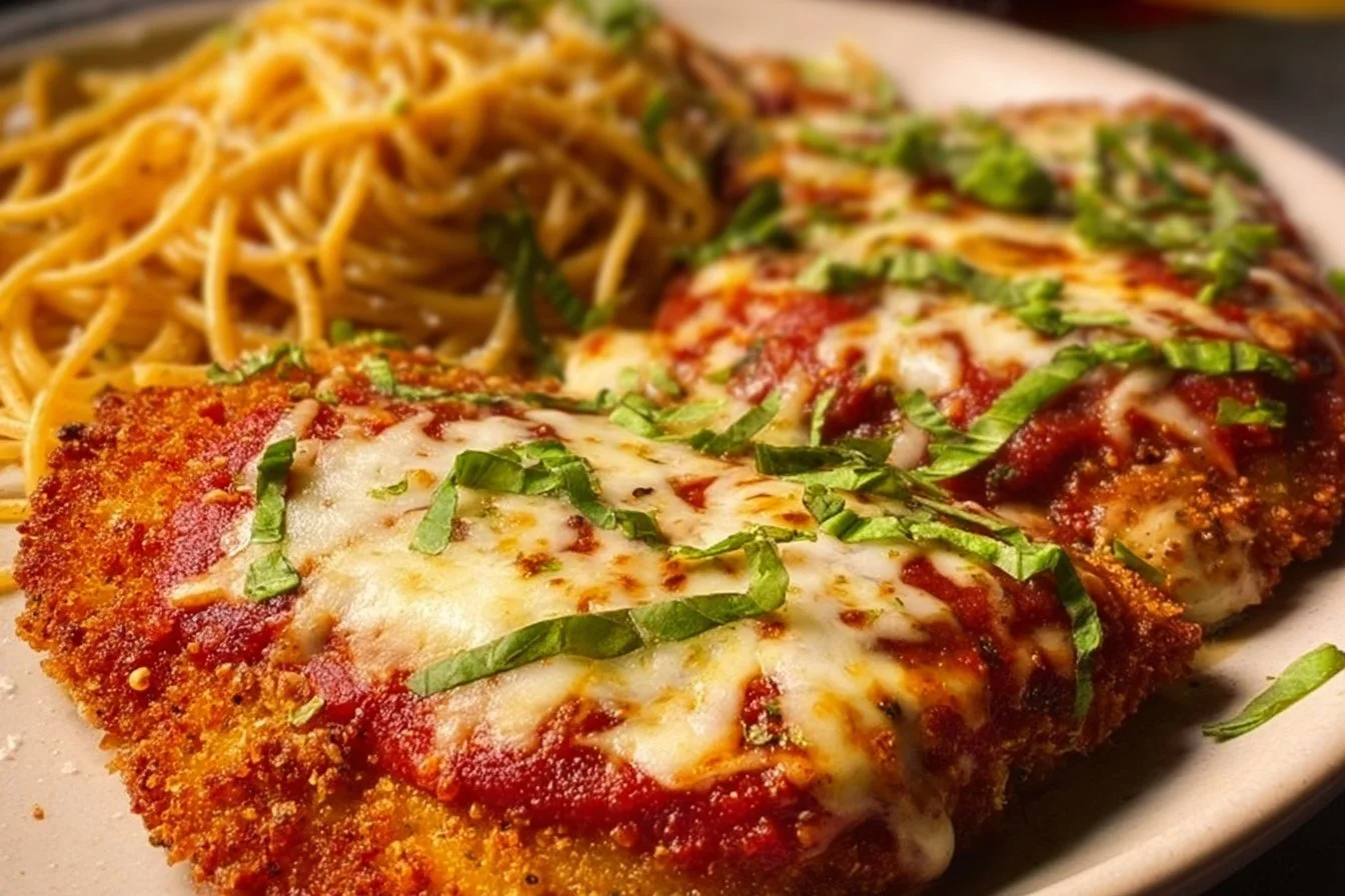 Healthy Chicken Parmesan chicken parmesan Healthy chicken parmesan dish served with fresh herbs and salad