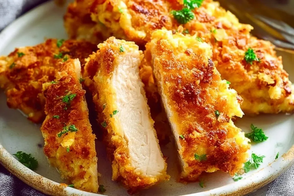Hellman's Parmesan Crusted Chicken recipe featuring a crispy and flavorful crust.