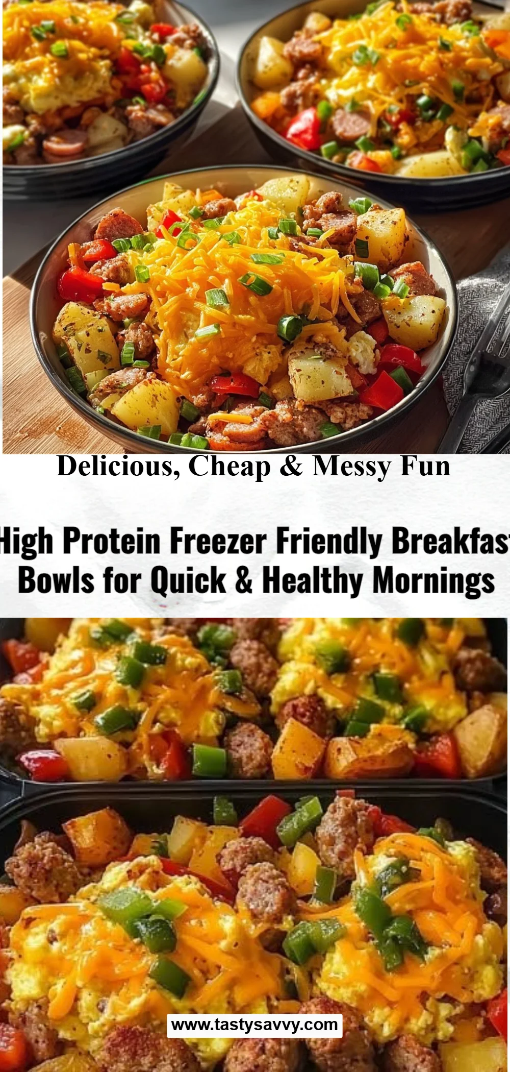 High Protein Freezer Friendly Breakfast Bowls