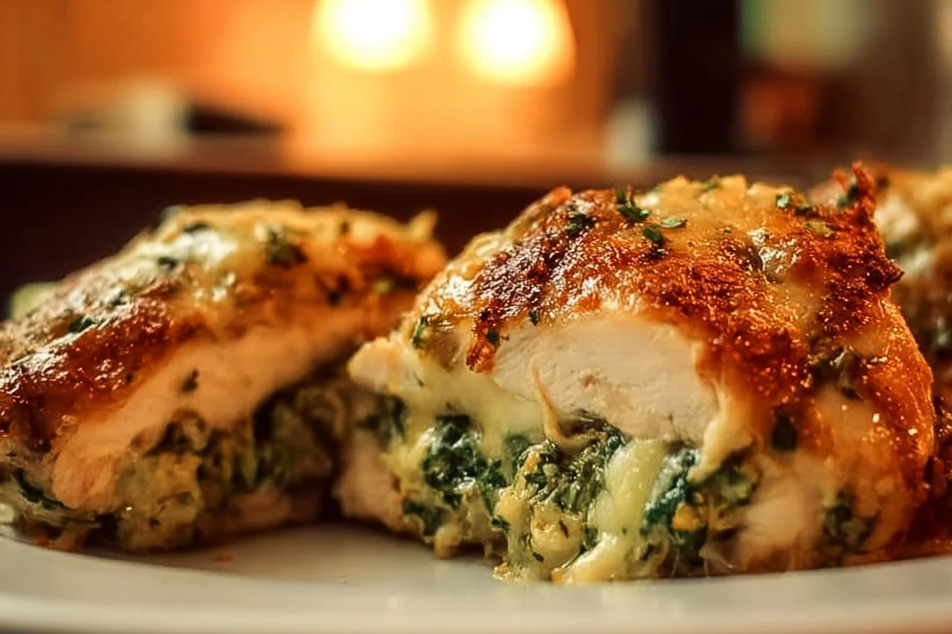 Delicious Ruth's Chris Stuffed Chicken served with gourmet sides.