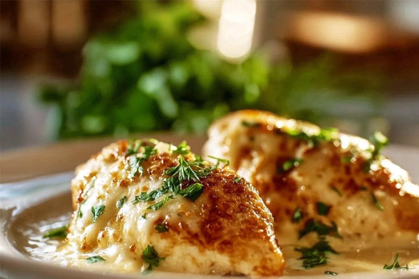 Delicious Parmesan Chicken from Longhorn Steakhouse served on a plate