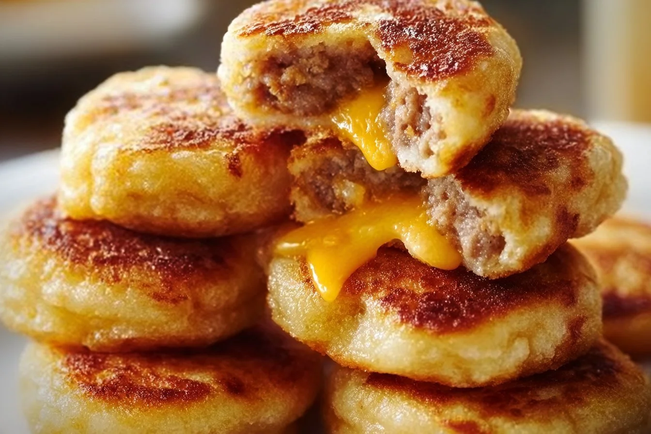 A delicious plate of McGriddle Bites with syrup and fluffy pancakes