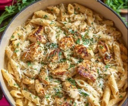 One Pot Creamy Parmesan Chicken Pasta