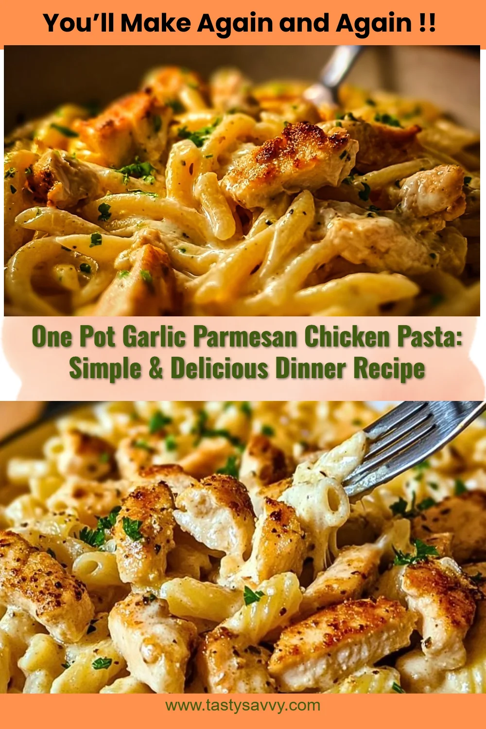 One Pot Garlic Parmesan Chicken Pasta